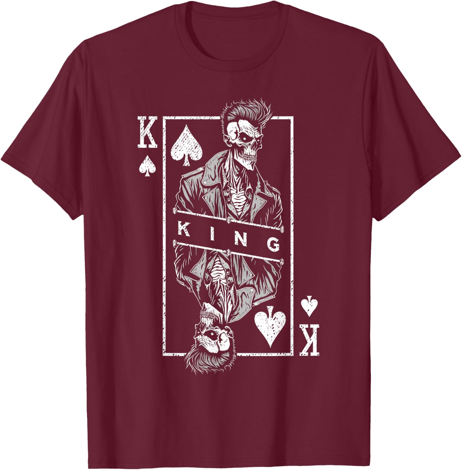 King Of Spades Poker Biker Zombie Halloween Playing Card T-Shirt - T-Shirt | Maroon
