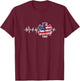 EMS Emergency Medical Service USA Flag Heartbeat 4th of July T-Shirt - T-Shirt | Maroon