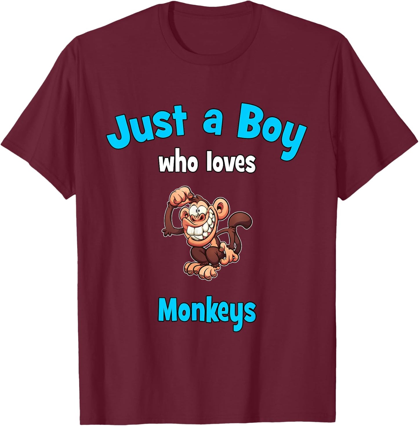 Monkey Shirt for Boys | Children's Monkey T-Shirt - T-Shirt | Maroon