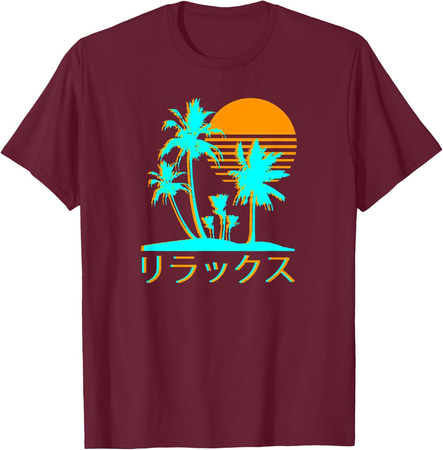 Japanese Relax Vaporwave Harajuku Graphic Design , Black, Small T-Shirt - T-Shirt | Maroon