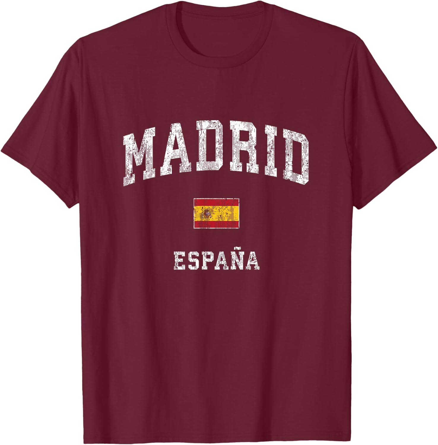 Madrid Spain Espana Vintage Athletic Sports Design T-Shirt - T-Shirt | Maroon