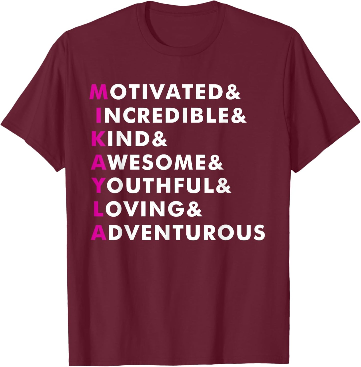 Mikayla Name Shirt Personalized Gift T-Shirt - T-Shirt | Maroon
