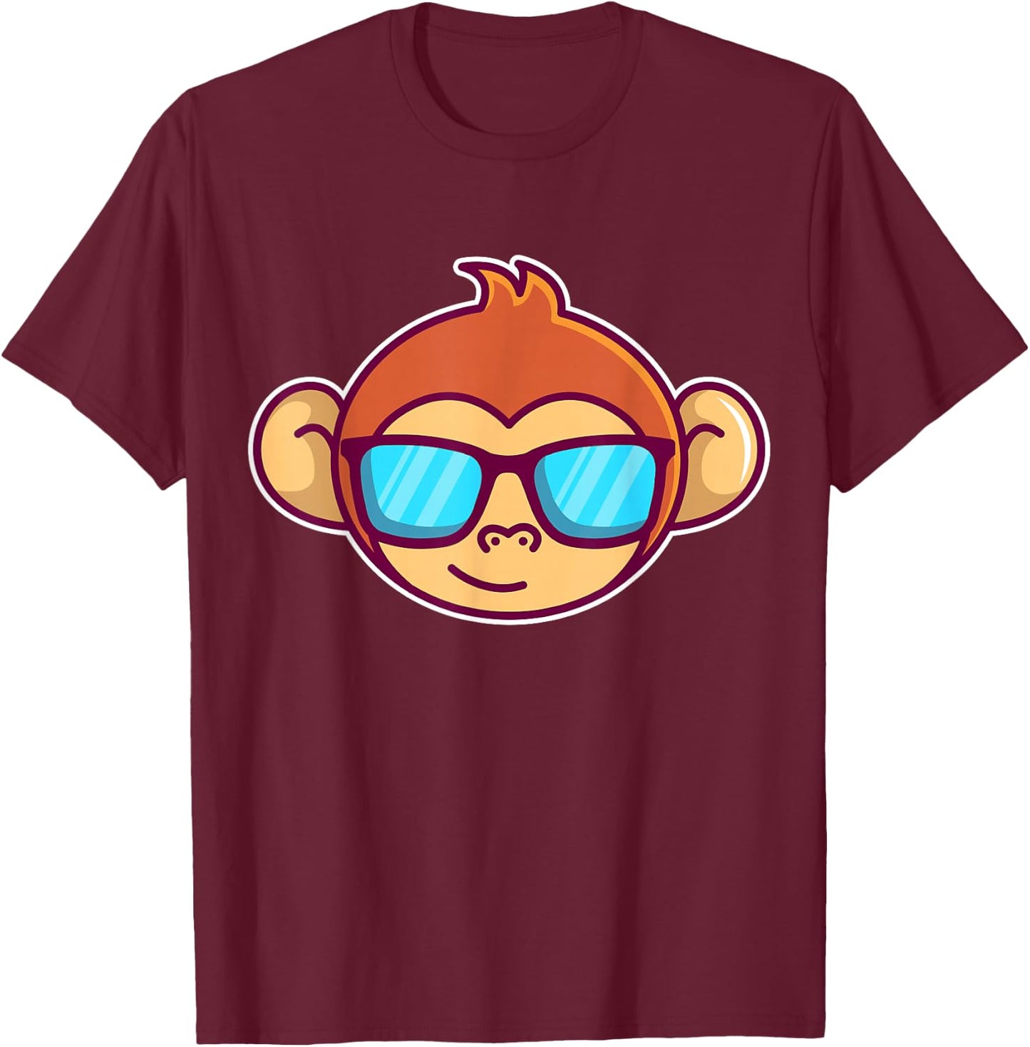Cute Monkey With Sunglasses For Kids Who Love Monkeys T-Shirt - T-Shirt | Maroon