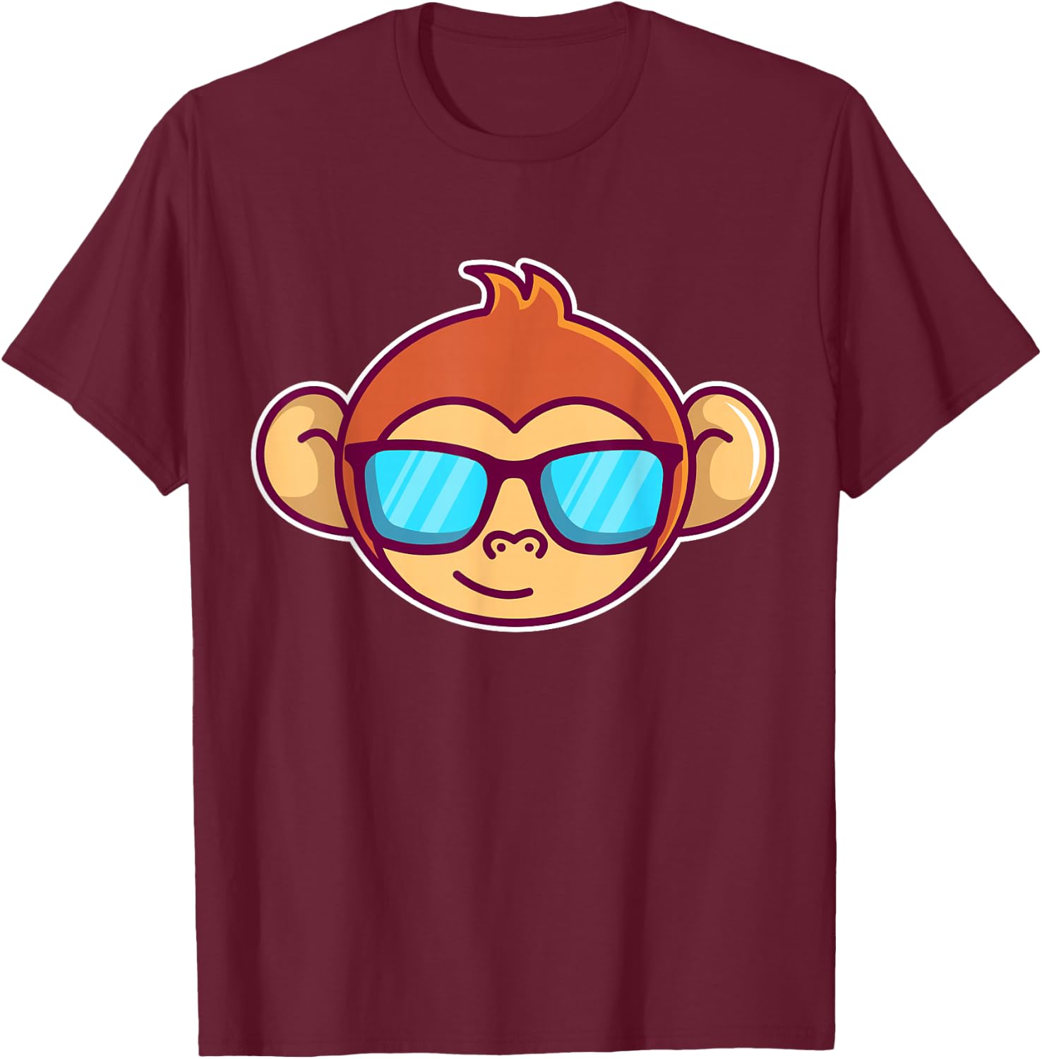 Cute Monkey With Sunglasses For Kids Who Love Monkeys T-Shirt - T-Shirt | Maroon