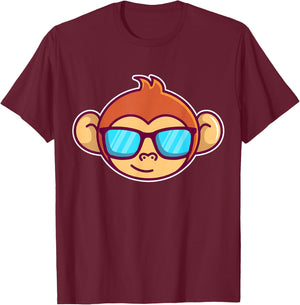 Cute Monkey With Sunglasses For Kids Who Love Monkeys T-Shirt - T-Shirt | Maroon