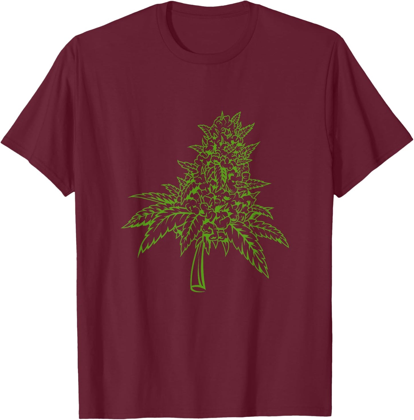 Bud Leaf Cannabis Marijuana Weed Smoker Pot Stoner T-Shirt - T-Shirt | Maroon