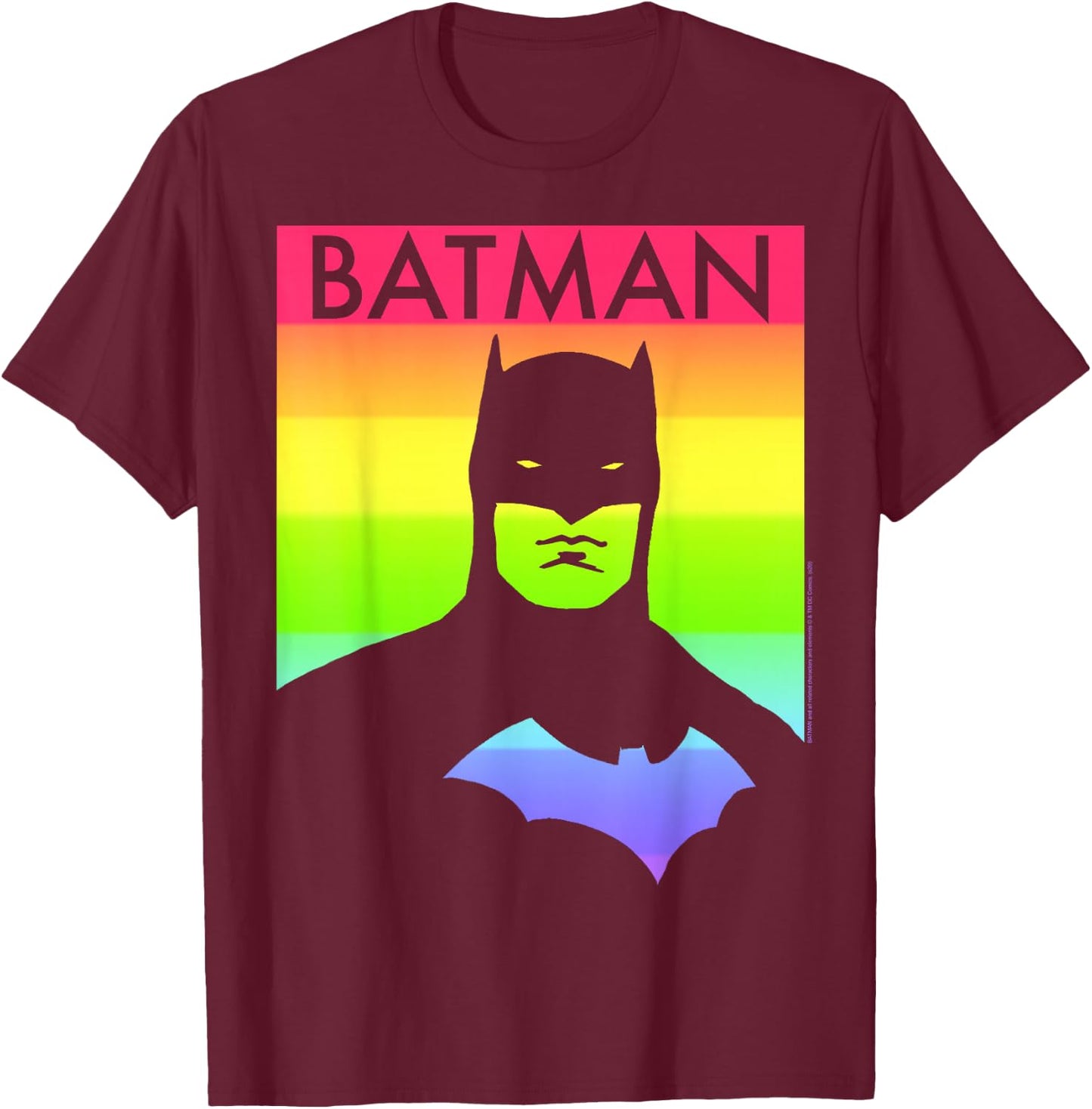 DC Comics Pride Batman Rainbow Poster T-Shirt - T-Shirt | Maroon