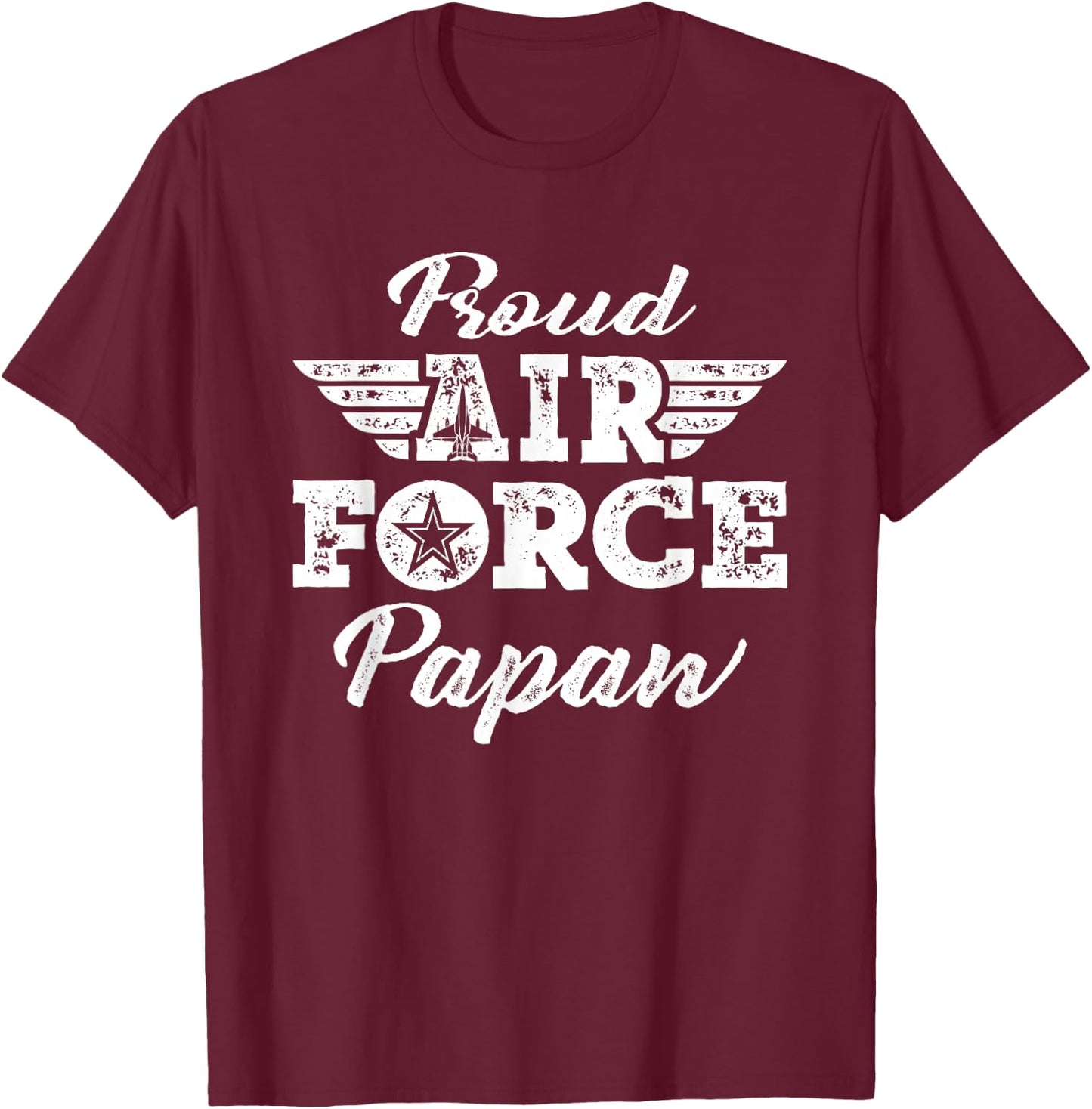 Proud US Air Force Papaw Pride Military Family Grandpa Gifts T-Shirt - T-Shirt | Maroon
