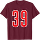 White Red Sports Team Number 39 T-Shirt - T-Shirt | Maroon