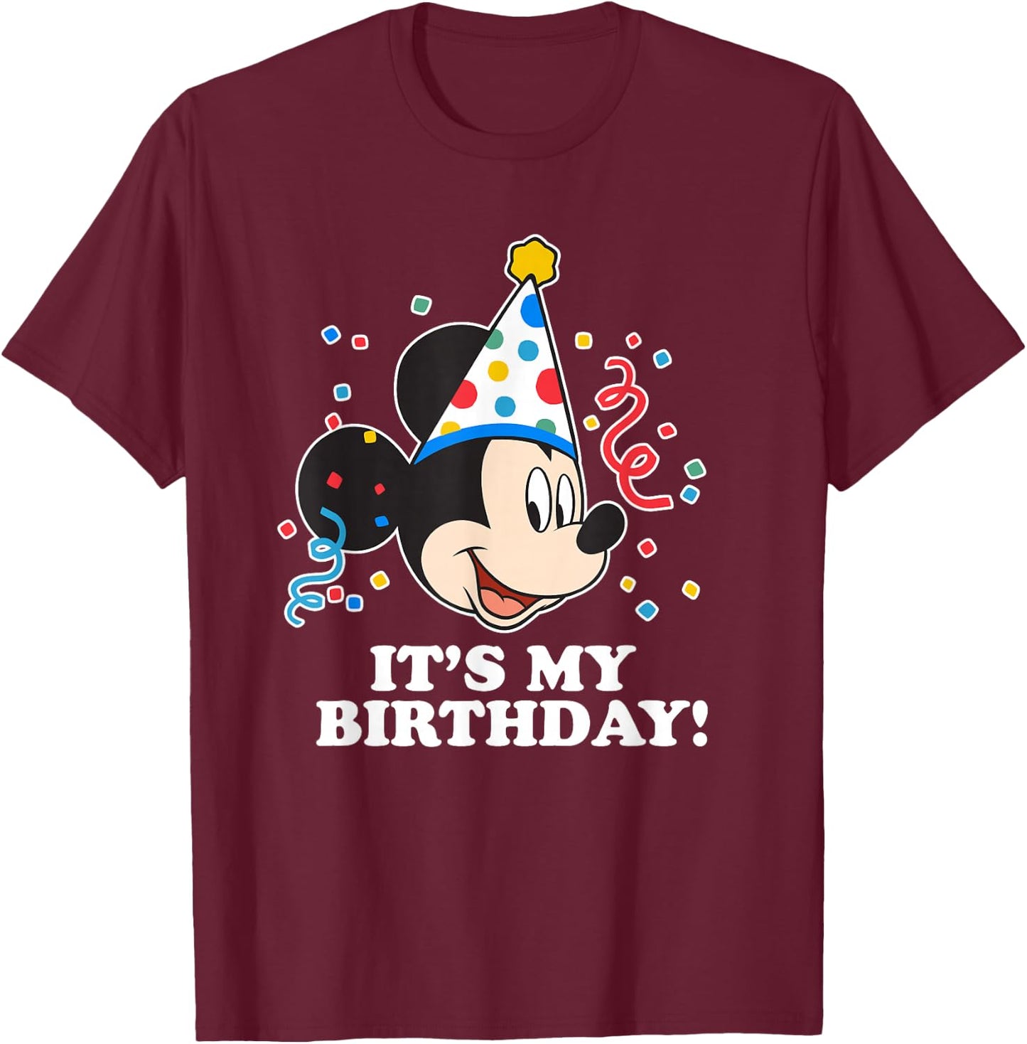 Disney Mickey Mouse It's My Birthday T-Shirt - T-Shirt | Maroon