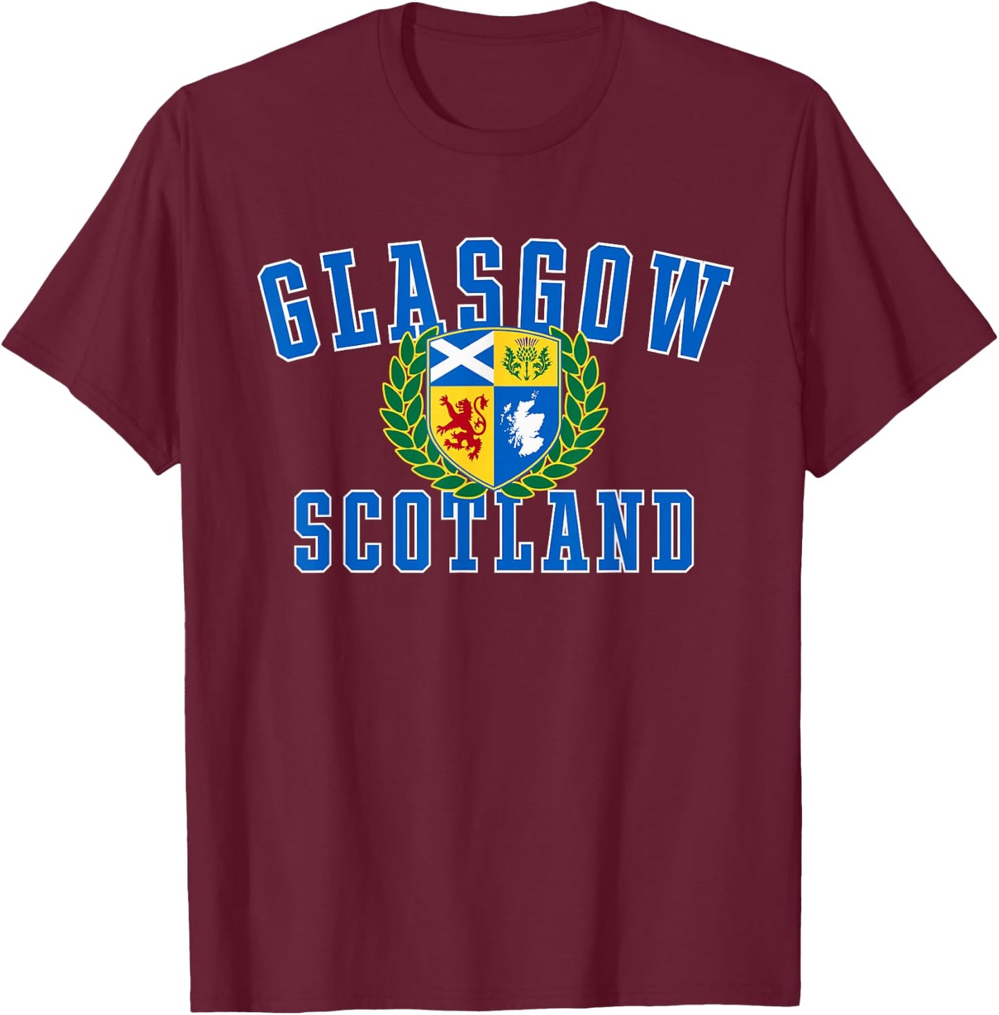 Glasgow Scotland Crest T-Shirt - T-Shirt | Maroon