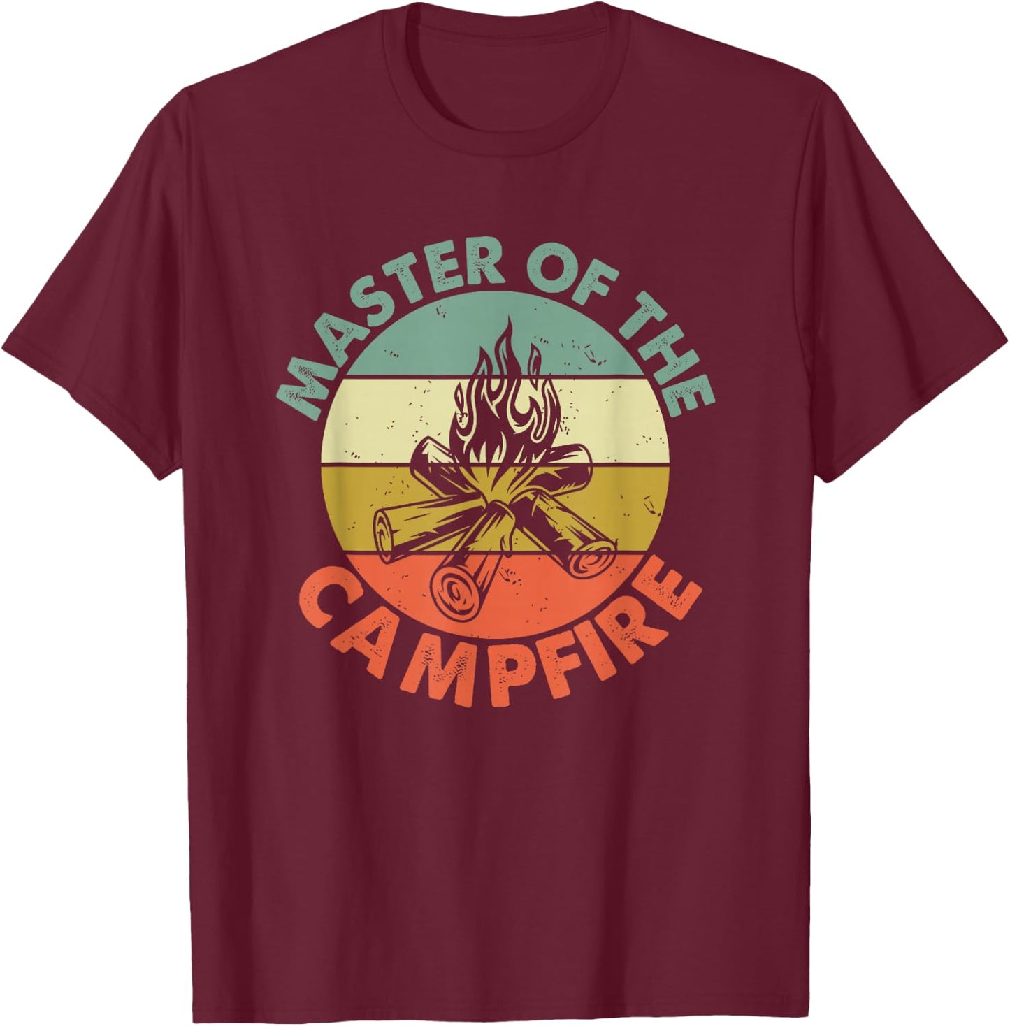 Master of The Campfire Dad Camping Shirt Camping Dad Gift T-Shirt - T-Shirt | Maroon