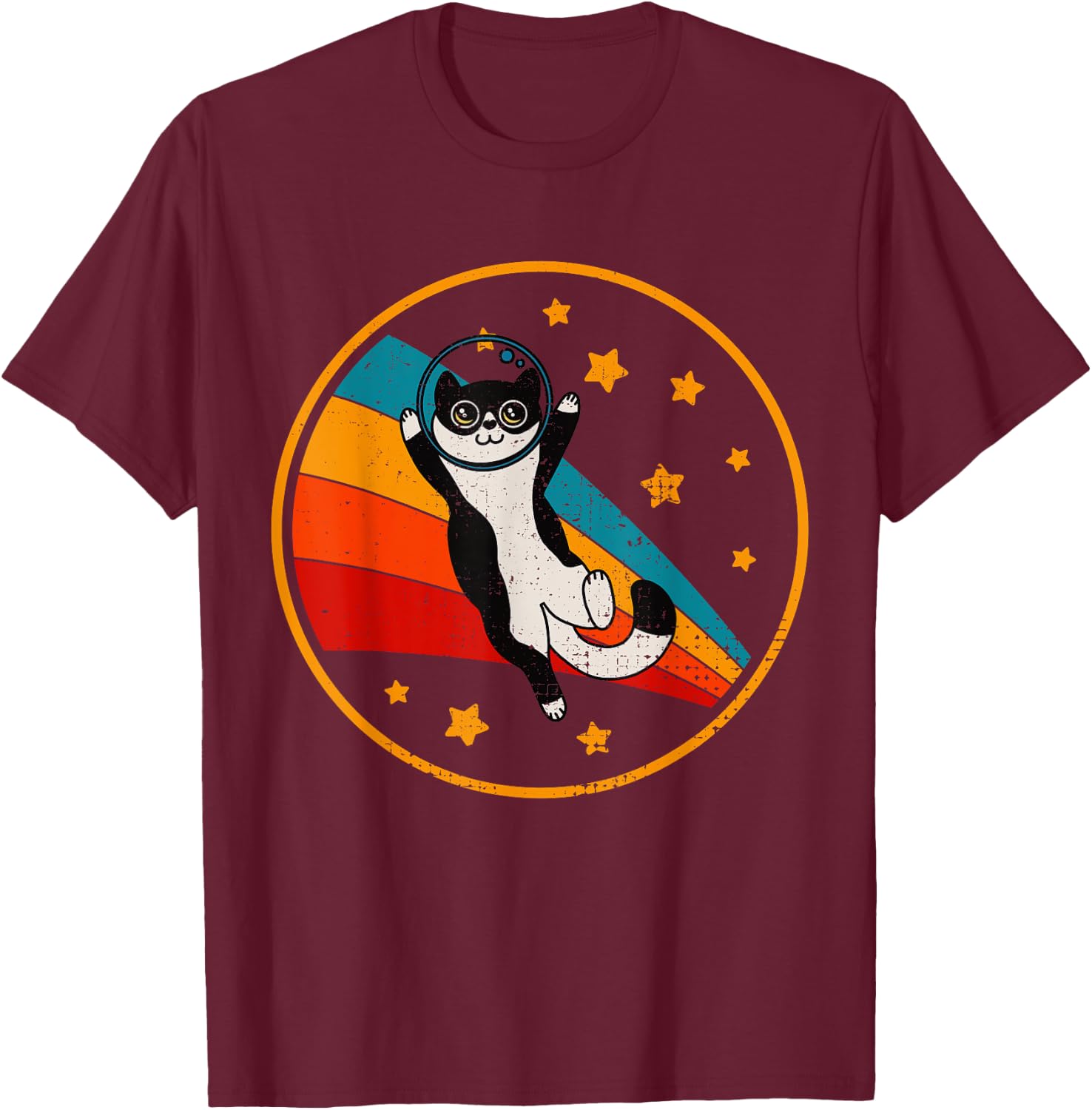 Cute Tuxedo Cat Two Tone Black & White Women Girls Kids T-Shirt - T-Shirt | Maroon