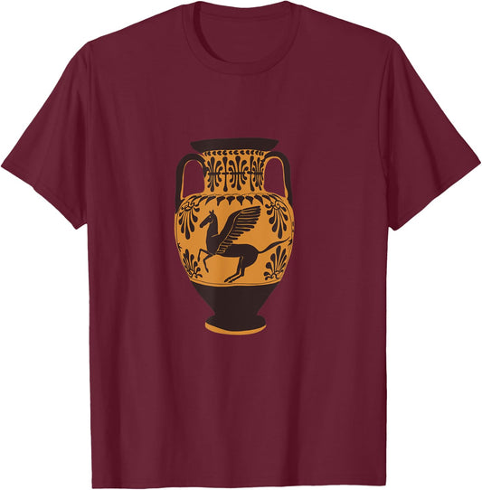 Pegasus Ancient Greek Vase Illustration for Classicists T-Shirt - T-Shirt | Maroon