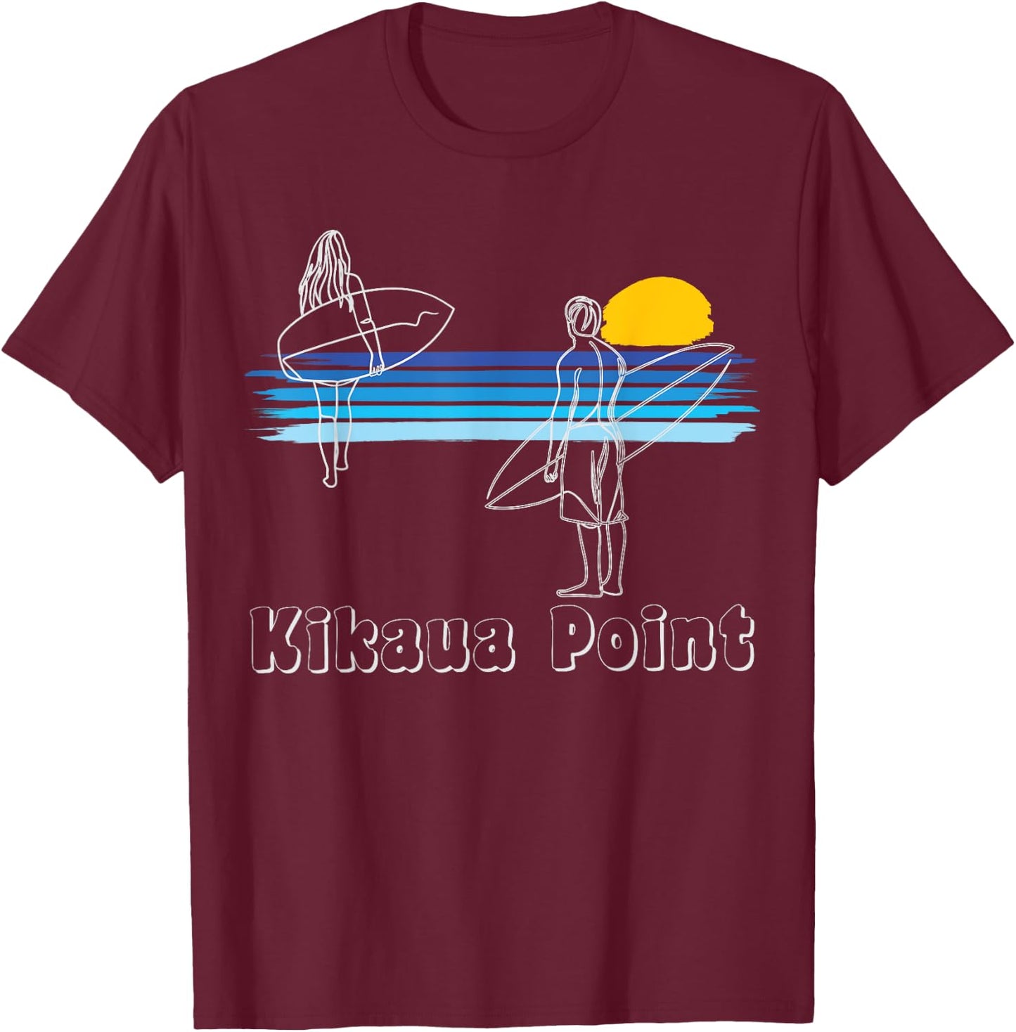 Kikaua Point Surfing Beach Surf Guy Girl T-Shirt - T-Shirt | Maroon