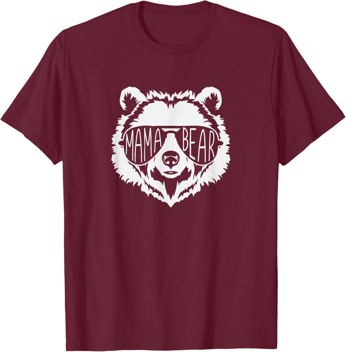 Mama Bear Bear Face with Sunglasses T-Shirt - T-Shirt | Maroon
