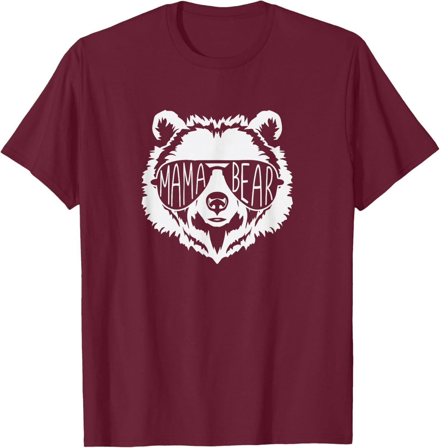 Mama Bear Bear Face with Sunglasses T-Shirt - T-Shirt | Maroon