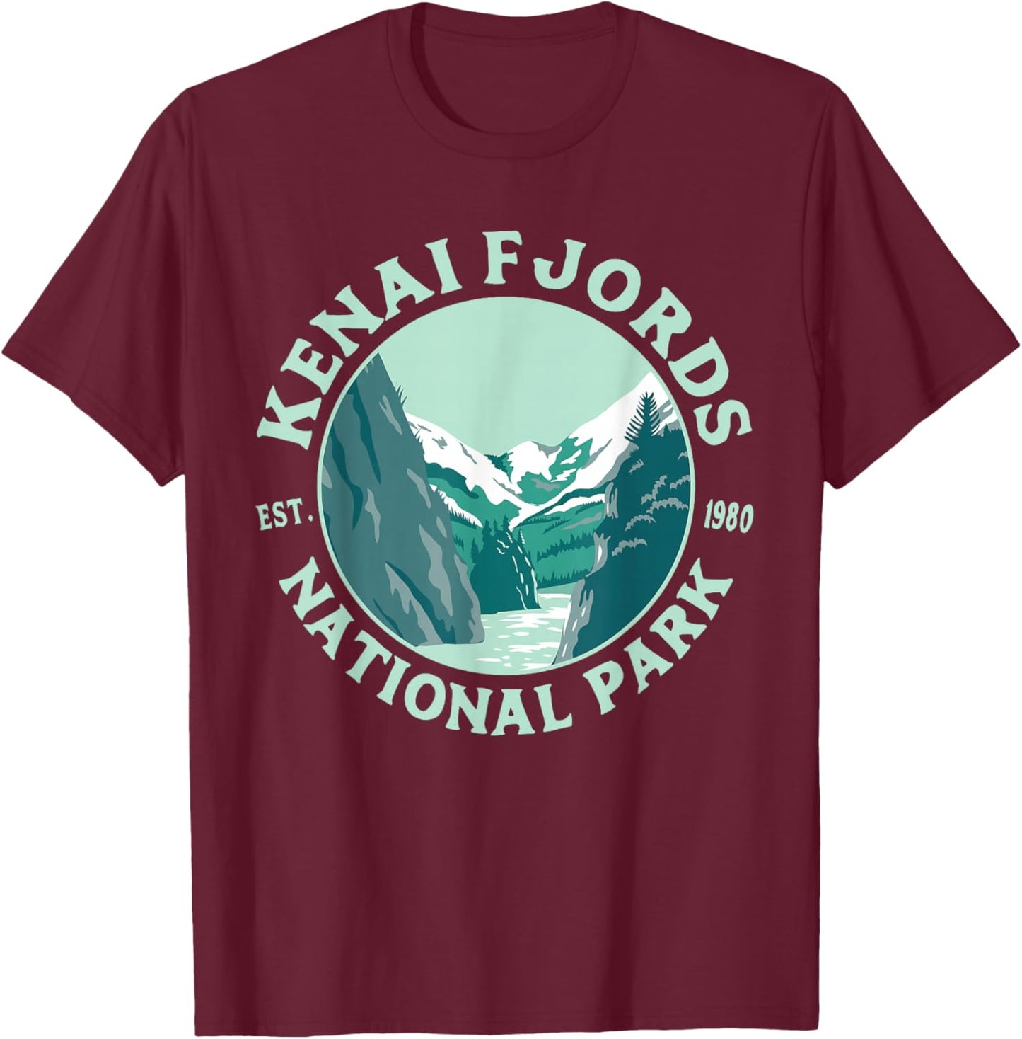 Vintage Kenai Fjords National Park AK Alaska Hiking Camping T-Shirt - T-Shirt | Maroon