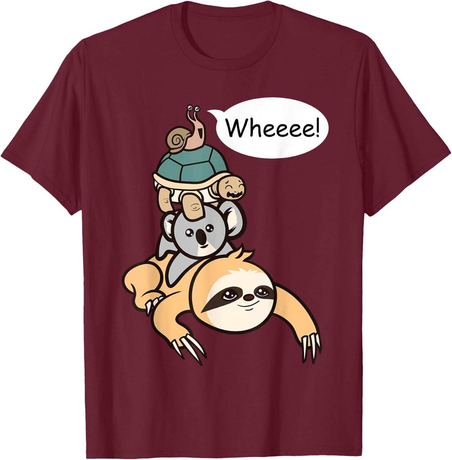 Funny Slow Moving Sloth Turtle Koala Snail Family Race T-Shirt - T-Shirt | Maroon