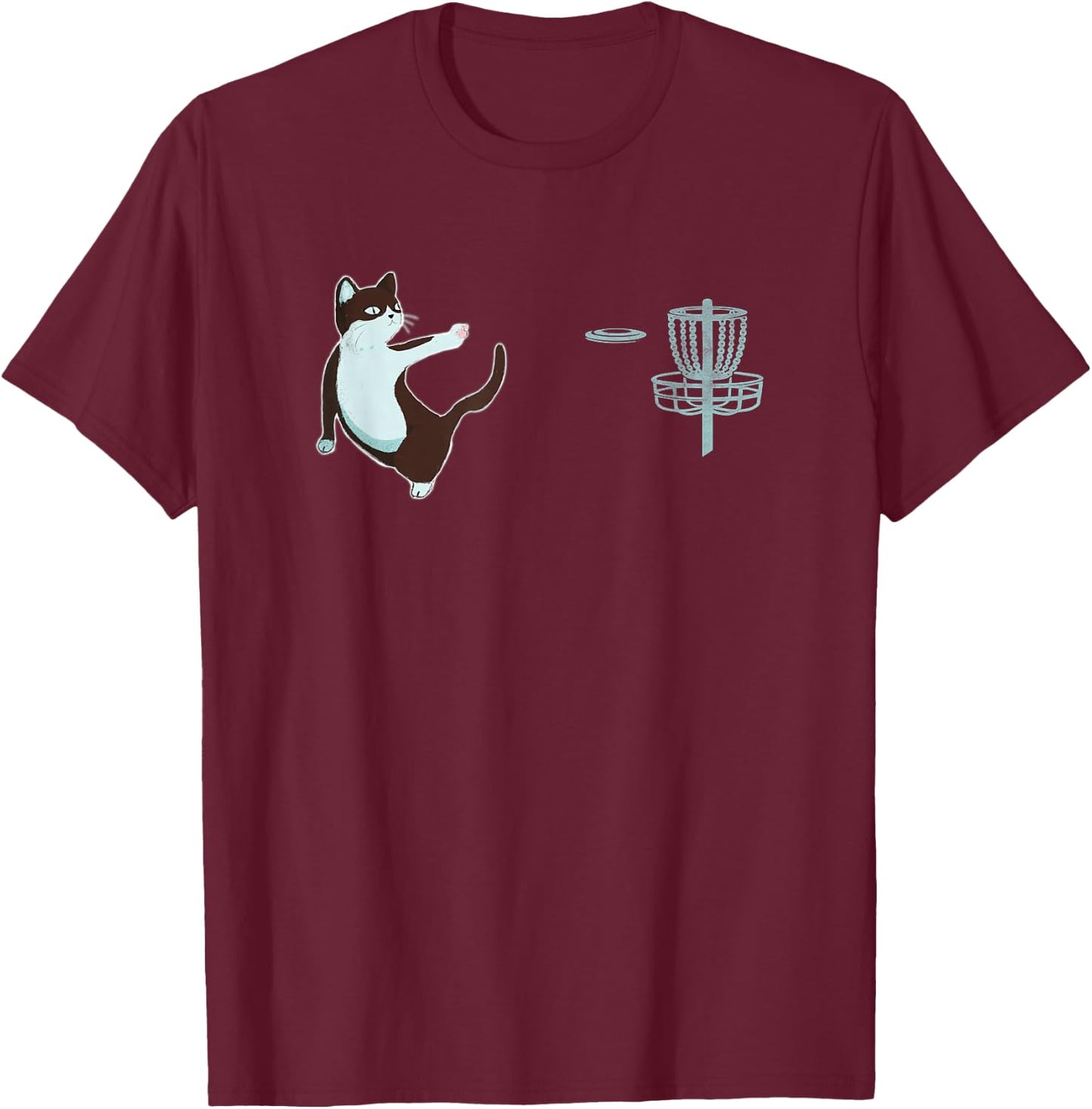 Disc Golf Cat Women Kids T-Shirt - T-Shirt | Maroon