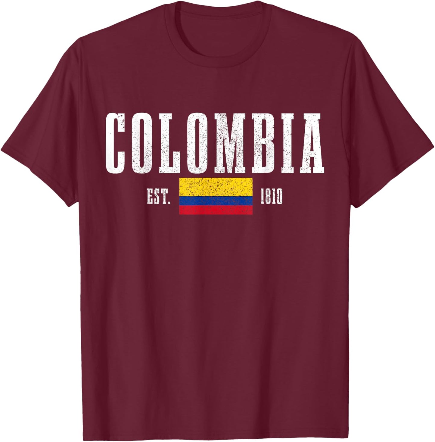 Colombia Est. 1810 Colombian Flag Vintage Colombia T-Shirt - T-Shirt | Maroon