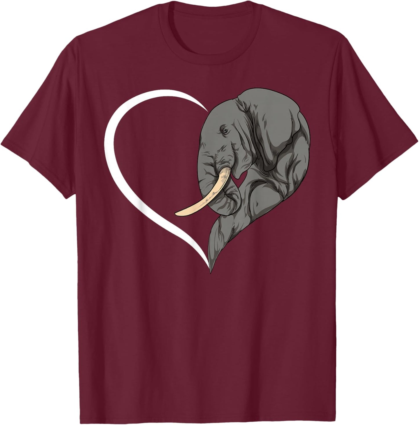 Elephant Shirts Girls Kids Heart Cute Elephant T-Shirt - T-Shirt | Maroon