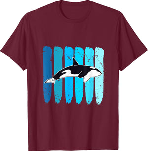 Orca Whale Cetacean Lover Ocean Animal Retro Whale T-Shirt - T-Shirt | Maroon