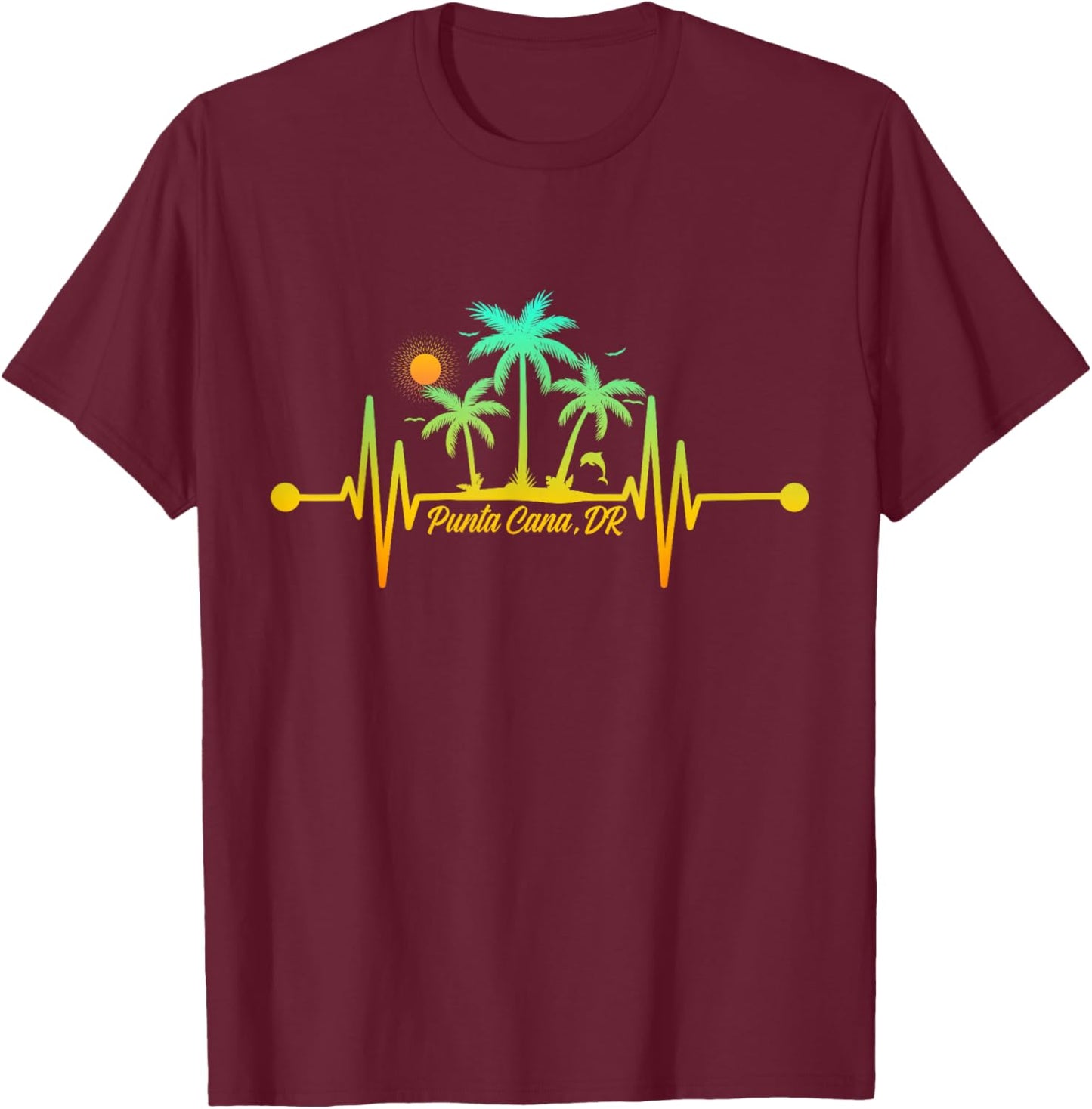 Punta Cana Heartbeat Shirt Dominican Republic Vacation Trip T-Shirt - T-Shirt | Maroon