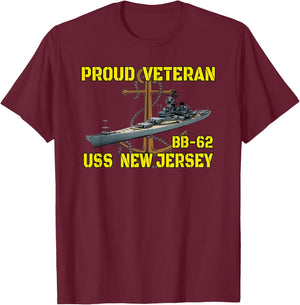 USS New Jersey BB-62 Battleship Veterans Day Father Grandpa T-Shirt - T-Shirt | Maroon
