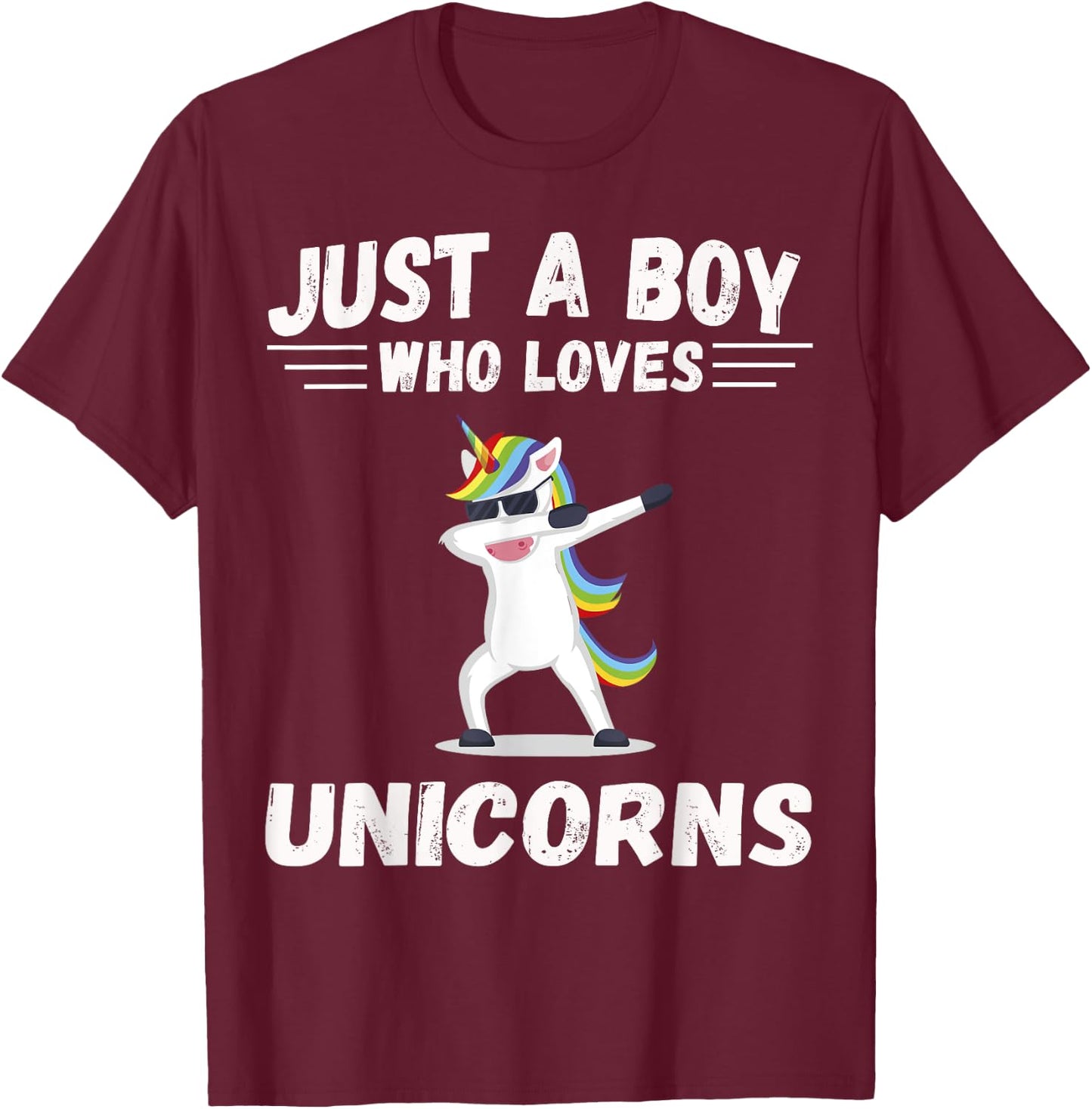 Cute Just a Boy who loves Unicorns Unicorn Gift T-Shirt - T-Shirt | Maroon
