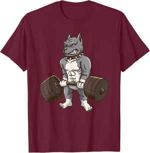 Pitbull Powerlifting Weight Lifting Dog Lovers Gift T-Shirt - T-Shirt | Maroon
