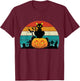 Vintage Scary Halloween Black Cat Costume Retro Moon Cat T-Shirt - T-Shirt | Maroon