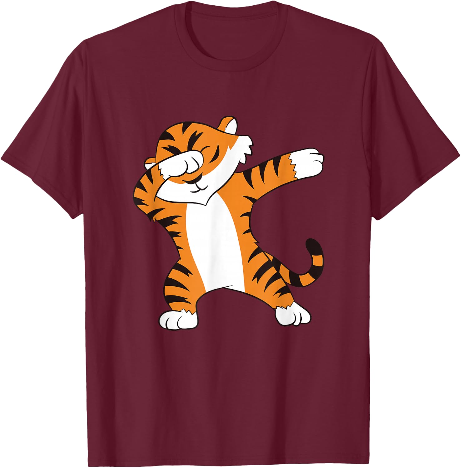 Tiger Dabbing Cute Tiger T-Shirt - T-Shirt | Maroon
