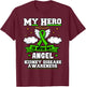 My Hero Is Now My Angel Kidney Disease Clouds Green Ribbon T-Shirt - T-Shirt | Maroon