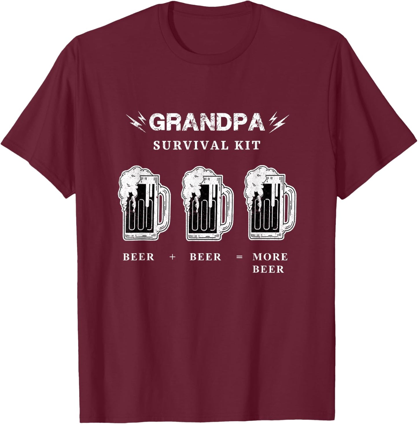 Funny Grandpa Beer Shirt, Fathers Day Survival Kit Beer T-Shirt - T-Shirt | Maroon