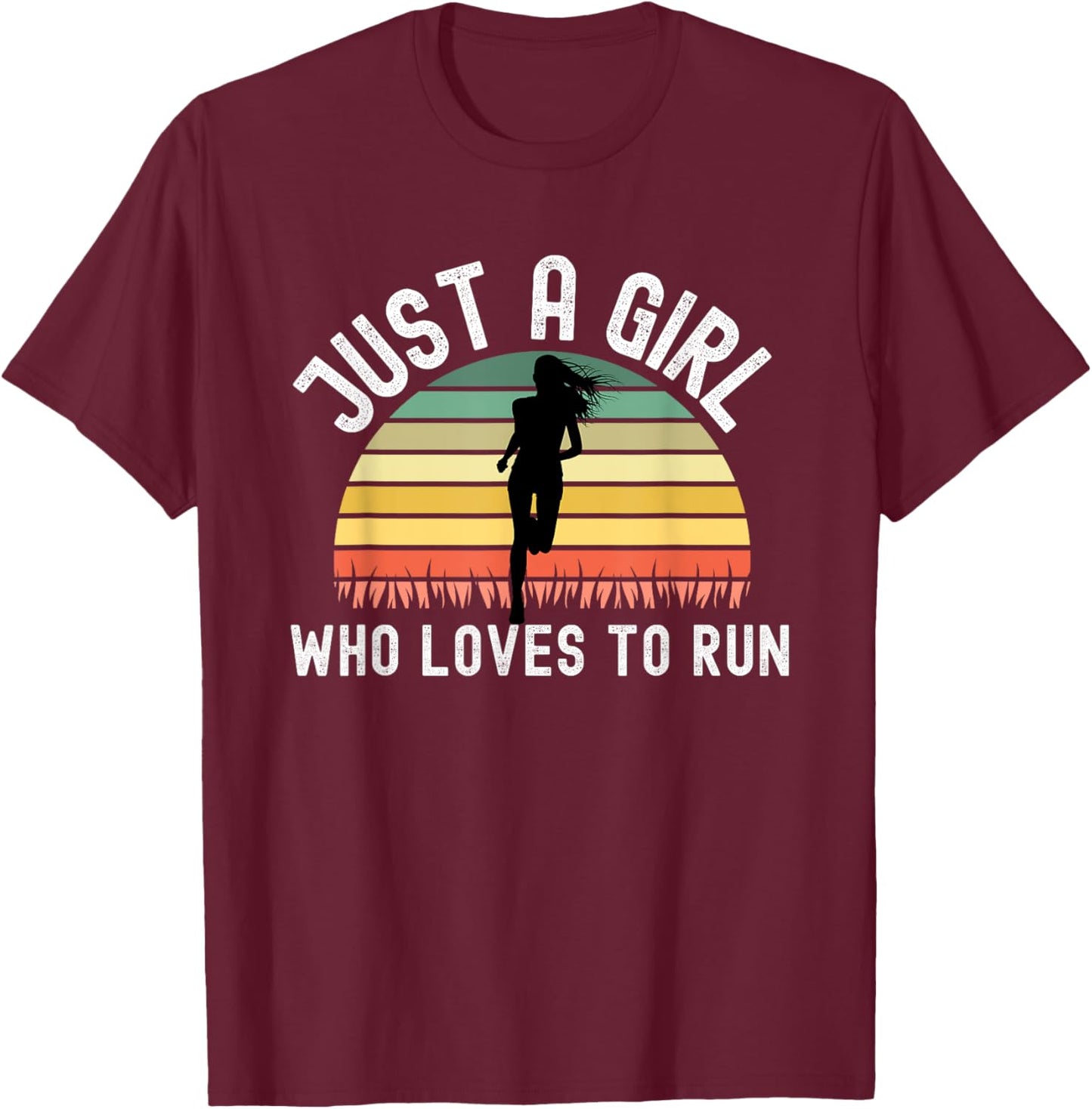 Retro Vintage Just A Girl Who Loves To Run, Female Runner T-Shirt - T-Shirt | Maroon
