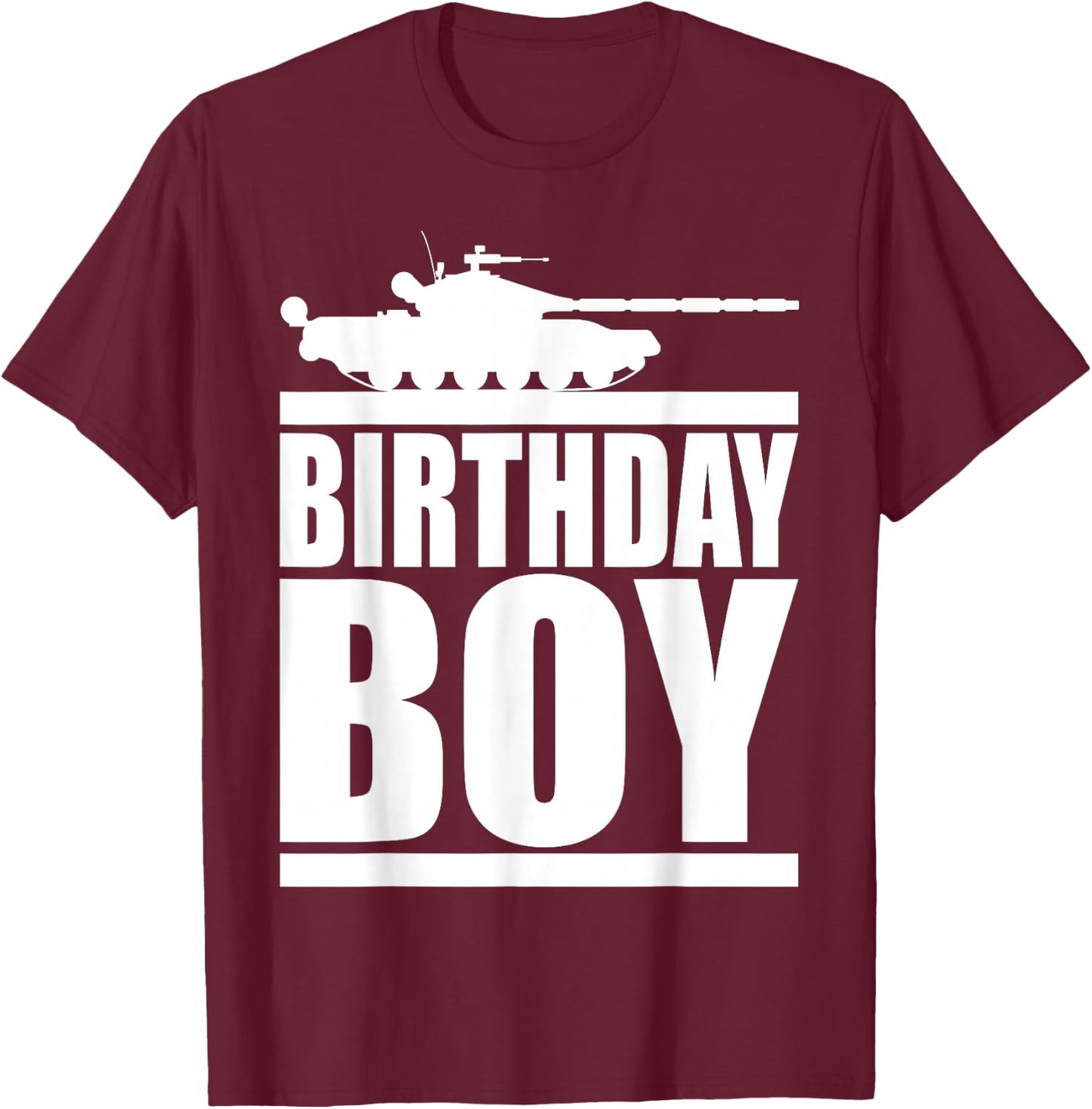 Army Party Birthday Boy Shirt Kids Military Tank Boys T-Shirt - T-Shirt | Maroon