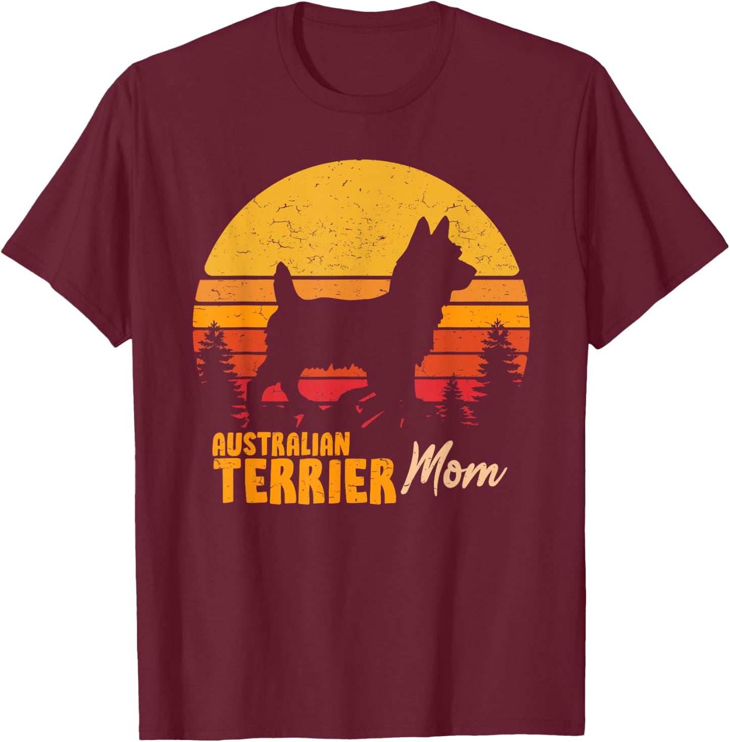 Australian Terrier Mom Mama Vintage Retro Dog Women Gift T-Shirt - T-Shirt | Maroon