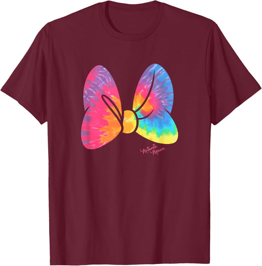 Disney Minnie Mouse Large Tie Dye Bow T-Shirt - T-Shirt | Maroon
