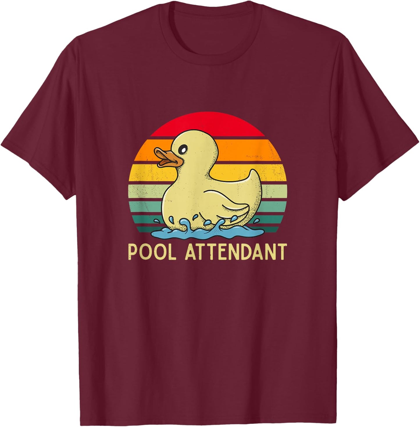 Pool Attendant - Retro Lifeguard swimming rubber duck cute T-Shirt - T-Shirt | Maroon