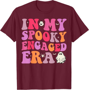 In My Spooky Engaged Era Halloween Bride Girl Bachelorette T-Shirt - T-Shirt | Maroon