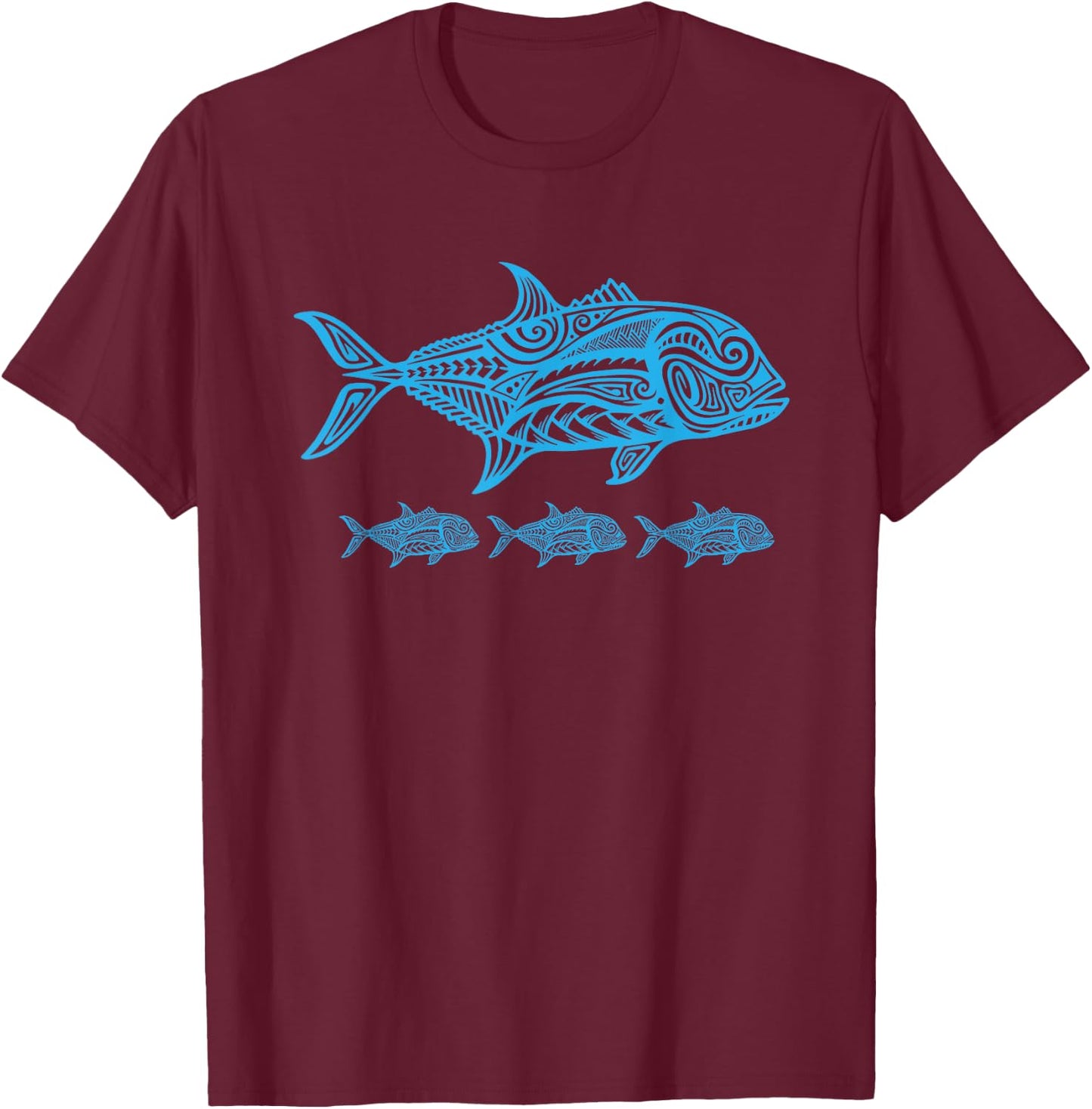 Ulua Fishing Native Hawaiian - Hawaiian Tribal T-Shirt - T-Shirt | Maroon