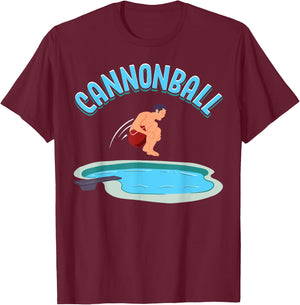 Cannonball Swimming Pool Fun Diving Funny Diver Swimmer Cool T-Shirt - T-Shirt | Maroon