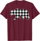 Black and White Buffalo Plaid Bear Christmas Pajama T-Shirt - T-Shirt | Maroon