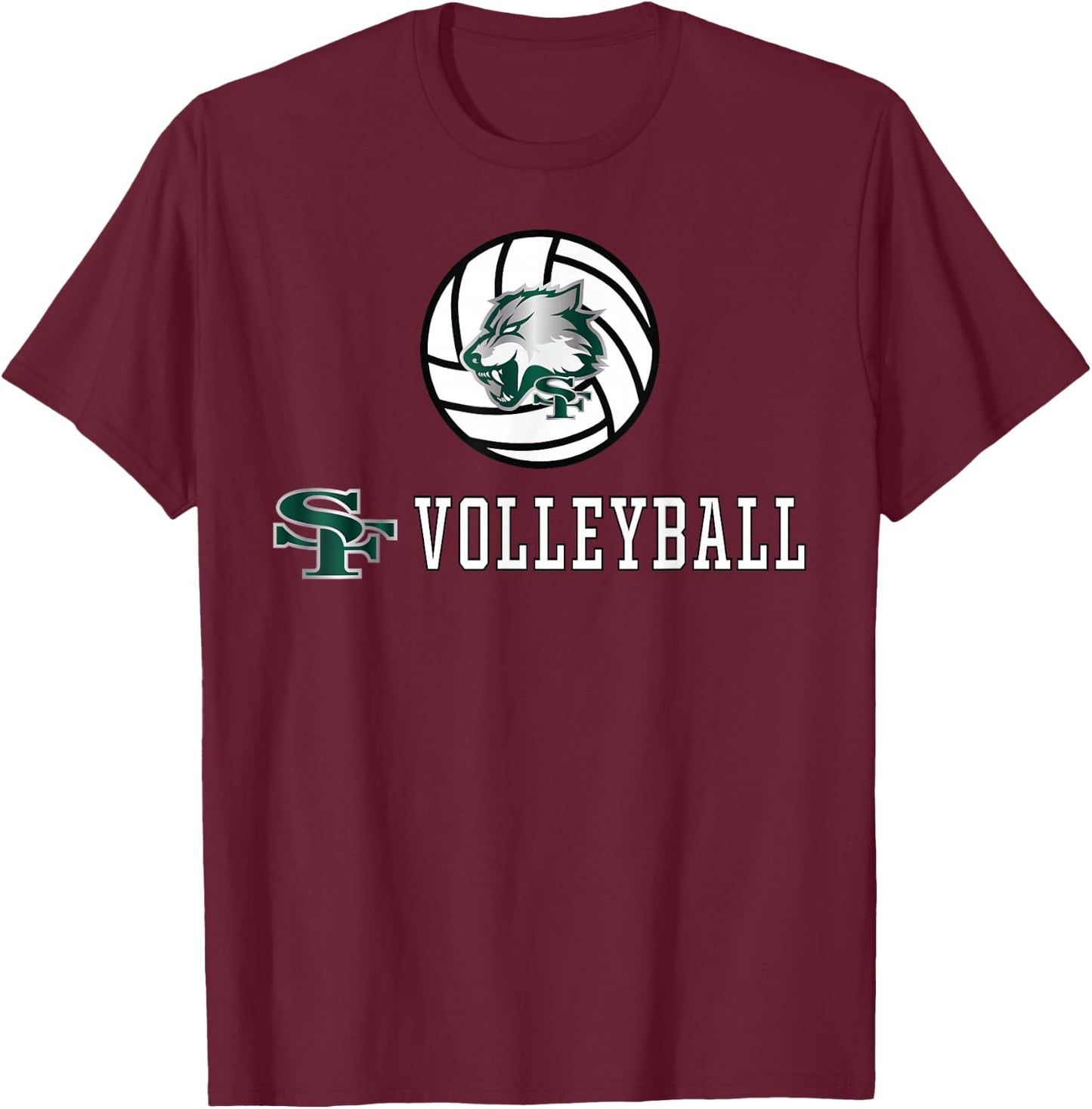 Santa Fe High School Wolves Volleyball T-Shirt - T-Shirt | Maroon