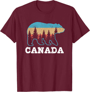 Canada Vintage Grizzly Bear Nature Souvenir Gift T-Shirt - T-Shirt | Maroon