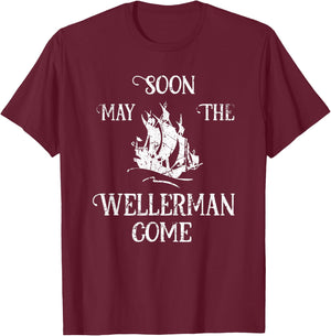 Soon May The Wellerman Come Ship On Ocean Retro Sea Shanties T-Shirt - T-Shirt | Maroon