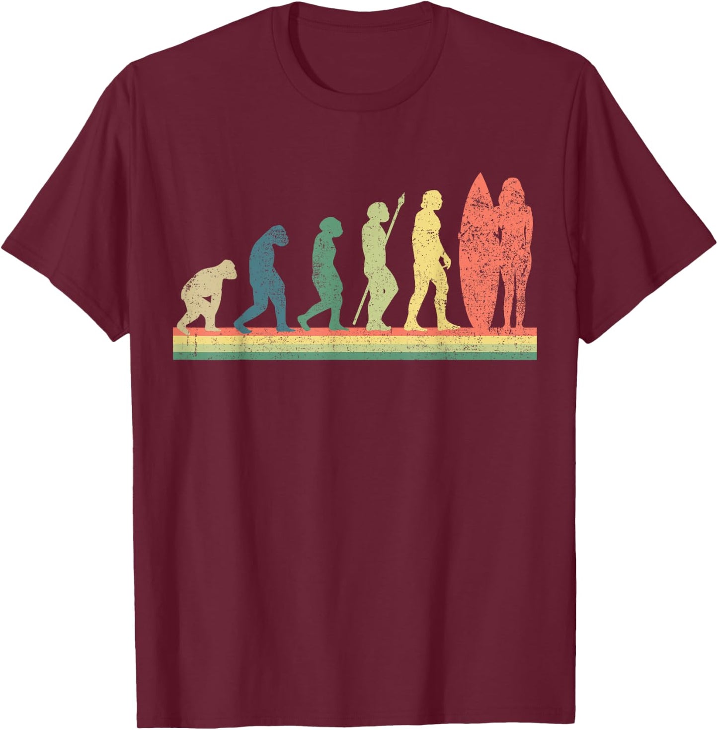 Surfing Surfboard Surfer Girl Retro T-Shirt - T-Shirt | Maroon