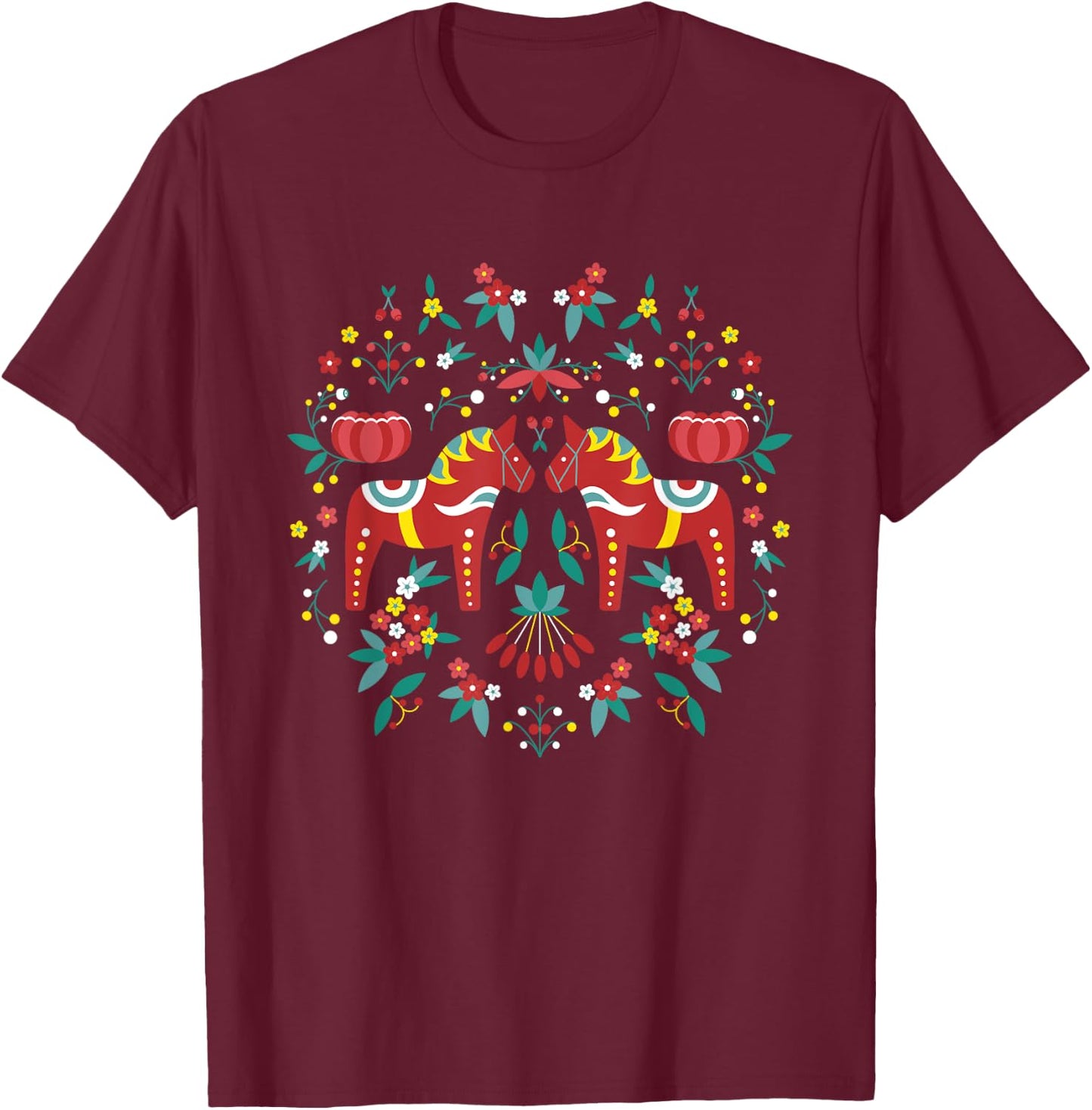 Sweden Dala Horse I North Stockholm Sweden North Cape Sweden T-Shirt - T-Shirt | Maroon