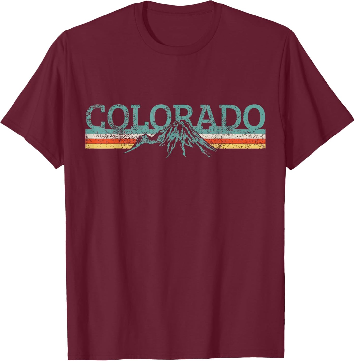 Colorado Retro Hiking Travel T-Shirt - T-Shirt | Maroon